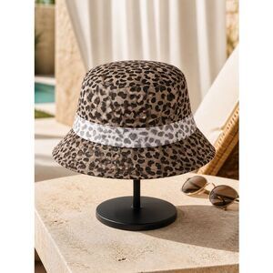 NWT The Hideout Clothing Co Brown Leopard Octagon Classic Bucket Hat Breathable